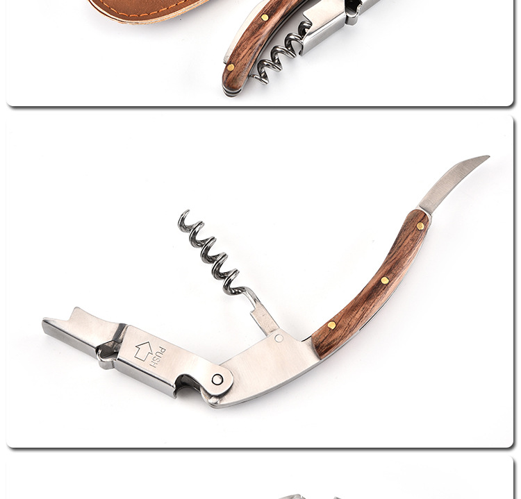 Višenamenski otvarač od nehrđajućeg čelika sa nožem za vino, otvaračem za flaše/konzerve, čepom za vino i još mnogo toga - Sve-u-jednom za kampovanje, piknik, bar, restoran - Kompaktan i higijenski dizajn