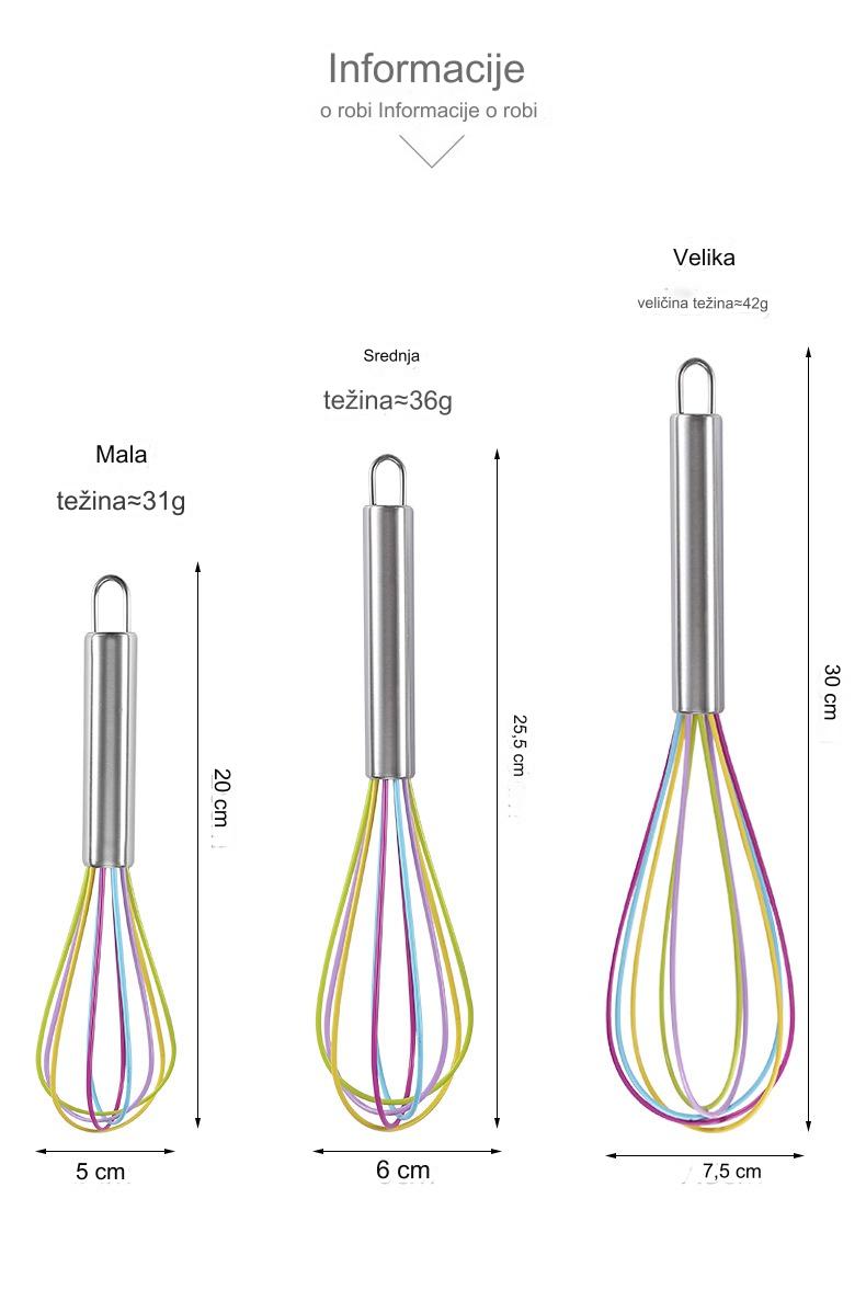 Profesionalna nerđajuća mutilica za jaja sa drškom od nerđajućeg čelika, pogodna za kuvanje i pečenje