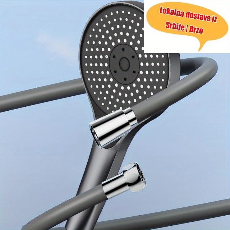 Izdržljivo crevo dizajnirano za sisteme za tuširanje, sa sigurnim ulazom za tuš glavu i svestranim crevom za toplu vodu sa četiri tačke spajanja