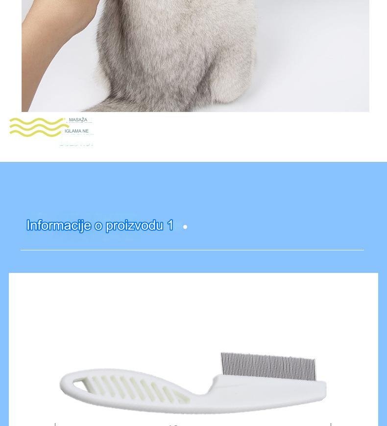 Profesionalni češalj za pse za uklanjanje buva i krpelja sa čeličnim iglama koje se ne zapetljavaju & gumiranom drškom koja ne klizi - Snažan ubica parazita, za osetljive svetlo bež, štenad & pse