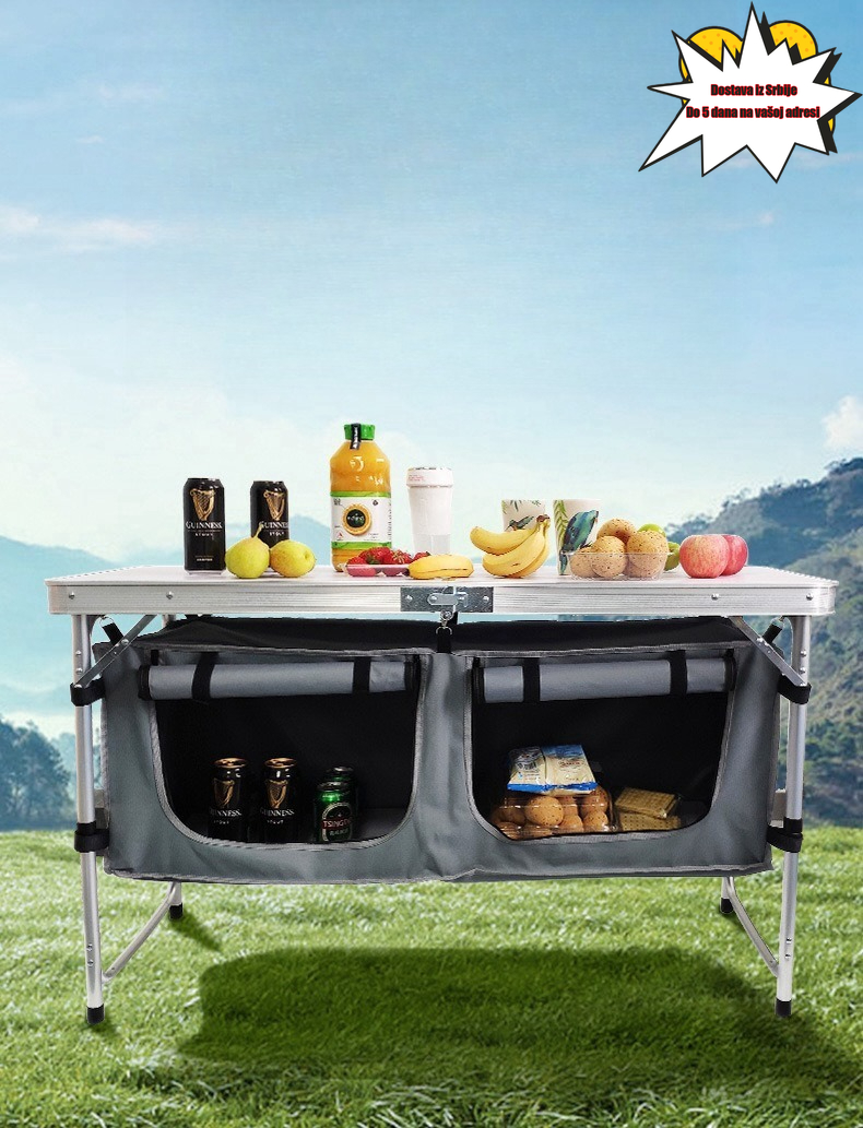 Uskršnji piknik, kampovanje na otvorenom sa torbom za čuvanje, prenosivi, lagani, multifunkcionalni aluminijumski sklopivi sto