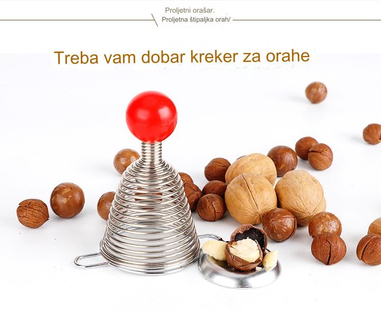 Alat za lomljenje oraščića od nerđajućeg čelika, teški, sa oprugom, ergonomskom ručkom i opružnim mehanizmom - Lako lomljenje oraščića za orah, kesten, pecan, badem, keshu - Izdržljivi kuhinjski alat za kućnu i komercijalnu upotrebu, lako uklanjanje