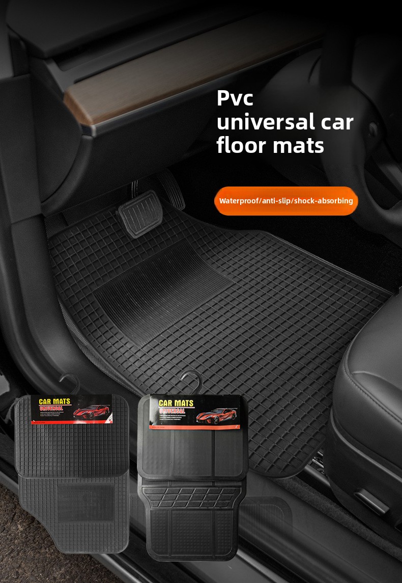 4 komada univerzalnih podnih prostirki za automobile - izdržljive PVC, neklizajuće i lako za čišćenje, pogodne za limuzine i SUV vozila, za sve sezone: proleće, leto, jesen i zima