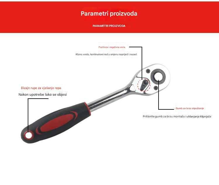 12 komada set ključeva sa račnom, višenamenski alat za popravku automobila i mašina