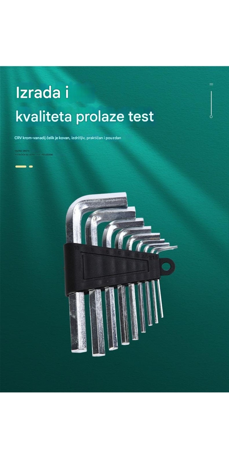 Set profesionalnih L-oblikovanih ključeva sa unutrašnjim heksagonom - dugi, za uska mesta, uklanjanje matica/vijaka u automobilima i za teške matice/vijake (bez)