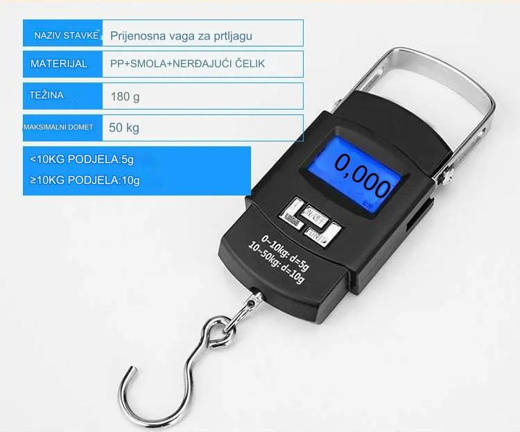 Prenosiva digitalno-analogna vaga - kompaktna - besplatna kuhinjska i prtljažna vaga sa kukom, praćenje maksimalne/ukupne težine, funkcija tare za putovanja, pecanje, kampovanje - lako čitljiv, neperiv dizajn bez tkanine (Ne /