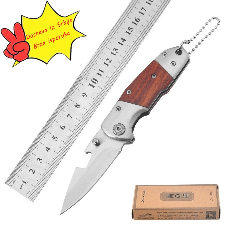 Sklopivi nož od nerđajućeg čelika sa ergonomskom drškom i sigurnosnom bravom - Kompaktni prenosivi džepni nož za kampovanje, preživljavanje - Lagan i izdržljiv nož za aktivnosti na otvorenom sa sečivom, mehanizam za otvaranje jednom rukom, uključena sigurna futrola (Idealan za svakodnevno nošenje)