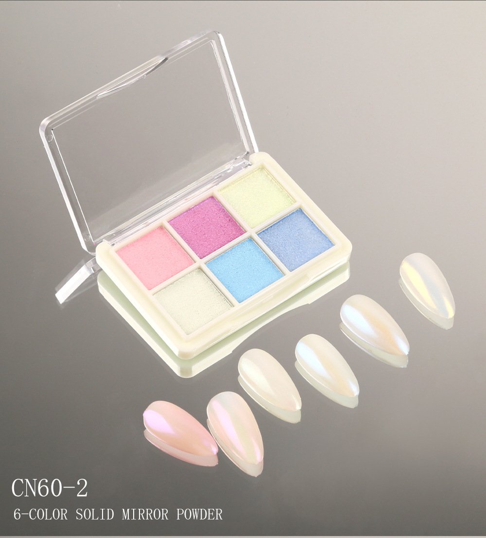 Set lakova za nokte sa šljokicama u 6 boja | Metalik čvrsti pigment u prahu za manikir, trendi Ins stil