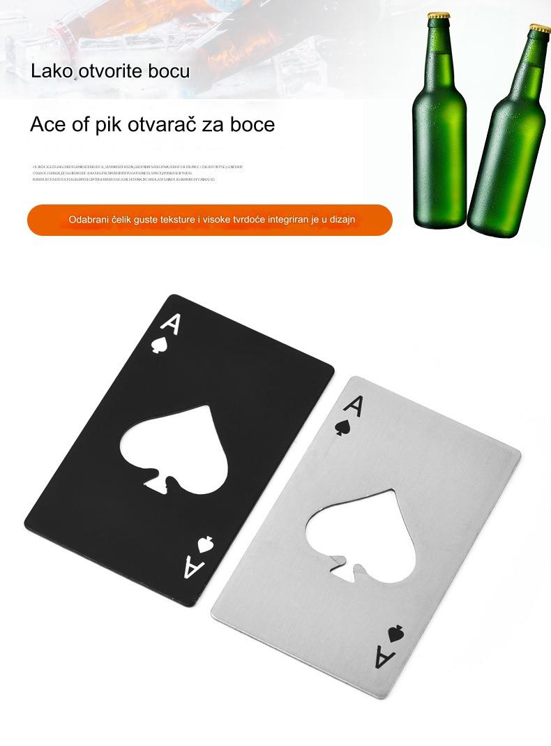 Aker za flaše/limenke od nerđajućeg čelika u obliku Dama Pik - Izdržljivi višenamenski otvarač sa elegantnim dizajnom karte, kompaktan i prenosiv za kuću, žurke, barove - Trajan i otporan na rđu za flaše spade, sode, piva, vina - Idealan za poker večeri i E