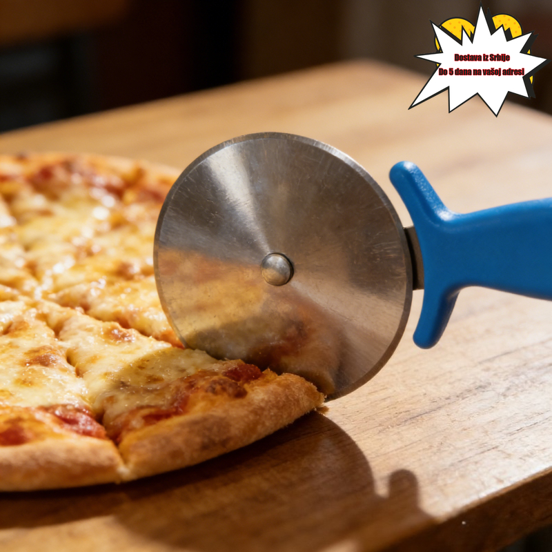 Pizza točak sekač polukružni ljuljajući nož od nehrđajućeg čelika sa novim zaštitnim poklopcem, zakrivljen, višefunkcionalan