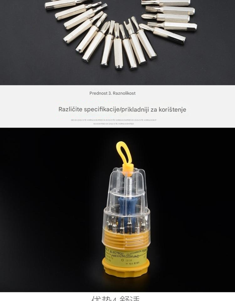 Profesionalni set magnetnih odvijača sa više vrsta vrhova (PH/Ravni/Lopatica/Torx/Heks) za popravku elektronike - Kompatibilan sa pametnim telefonima, laptopovima, TV-ima, satovima, naočarima, računarima - Izdržljiva plastična/metalna kutija za DIY