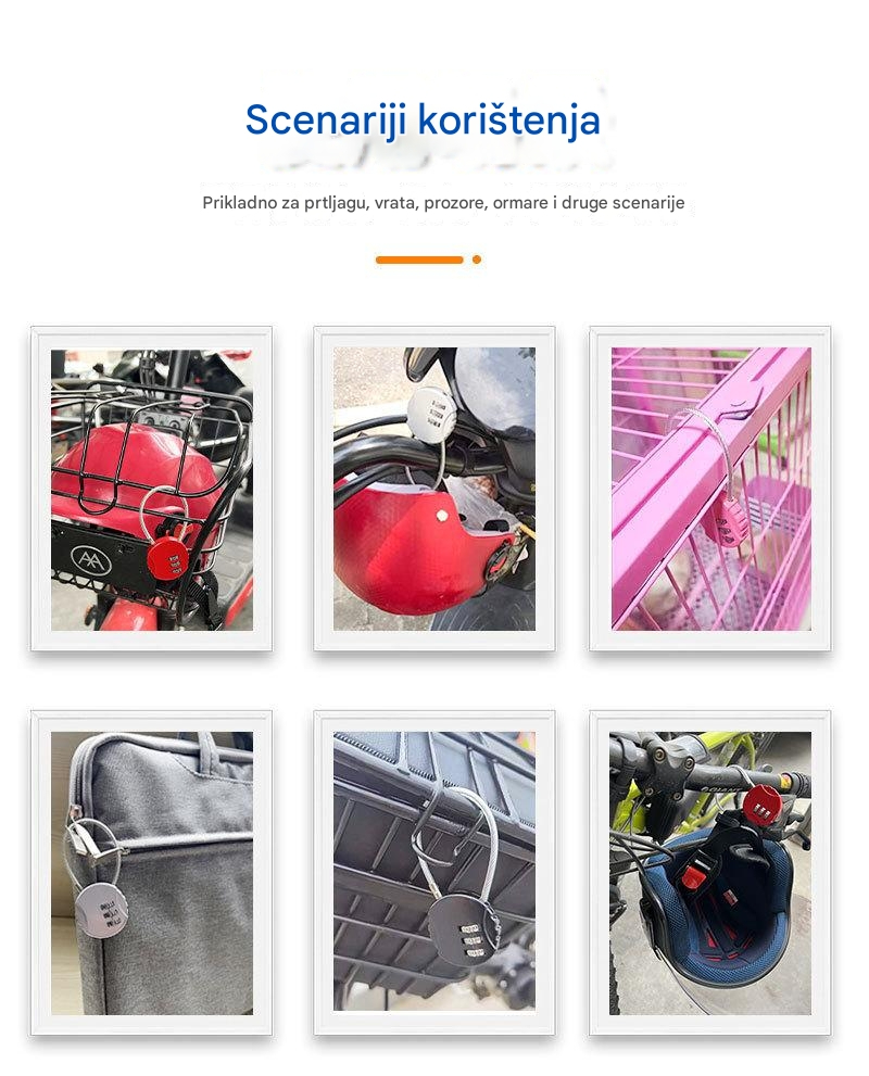 Teška kablovska brava sa loptastim sistemom za zaključavanje - Polirana višebojna brava pogodna za kofer, prtljag i putnu opremu