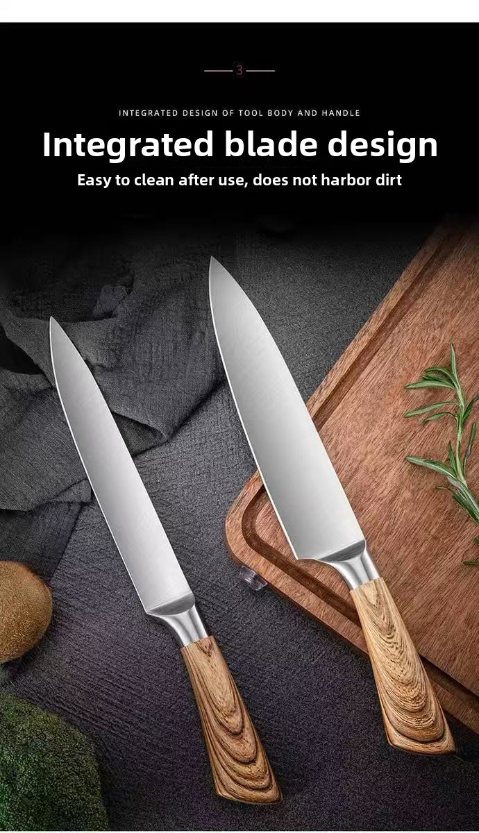 Set od 5 noževa, Set kuhinjskih noževa od visokougljeničnog nehrđajućeg čelika, Ultra oštar set sa blokom za noževe