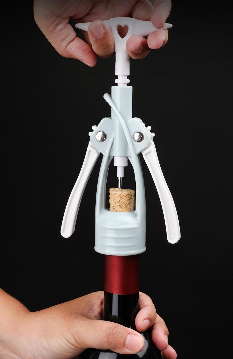 1 Komplet Robusnih Debelih Plastičnih Otvarača za Vino sa Čepom i Polugom - Robusni Beli i Zeleni Otvarači za Flaše Vina, za Putovanja, Žurke - Ručni Povlačač, Izdržljiv Prenosivi Komplet Dodataka za Vino