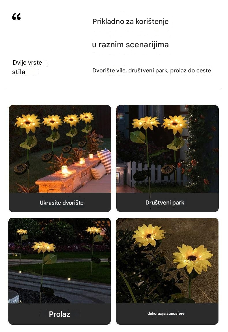 Sunflower Spoljne LED Svetiljke - Plug-and-Play Baštenske Svetiljke, Izdržljiva Plastika za Jednostavnu Montažu, za Dvorište, Stazu, Pristupni Put (Bez Potrebe za Ožičenjem)