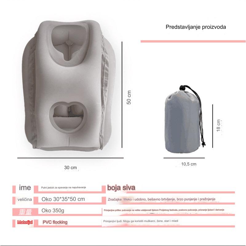 Jastuk na naduvavanje - za putovanja i kućnu upotrebu, podesiva čvrstoća sa naduvavanjem/istiskivanjem jednim dodirom, prenosivi kompaktan dizajn, vazduh za kampovanje, kancelariju, krevet - Crveni (Nije potrebna pumpa, izdržljiv i lagan), kancelarija