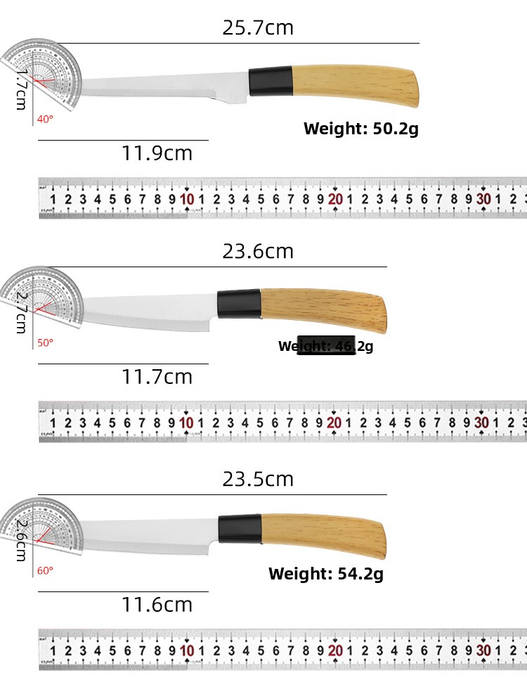 Premium set kuhinjskih noževa oštrih kao britva | Oštrice od visokougljeničnog nehrđajućeg čelika, drške u boji drveta, idealni za sečenje povrća i voća