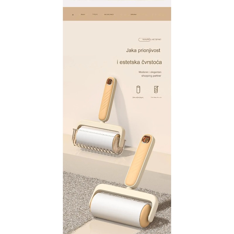 Valjak četka za čišćenje prašine za kućnu upotrebu, sa odvojivom dugom drškom, dizajniran za lako uklanjanje dlaka i prašine sa daškom elegancije