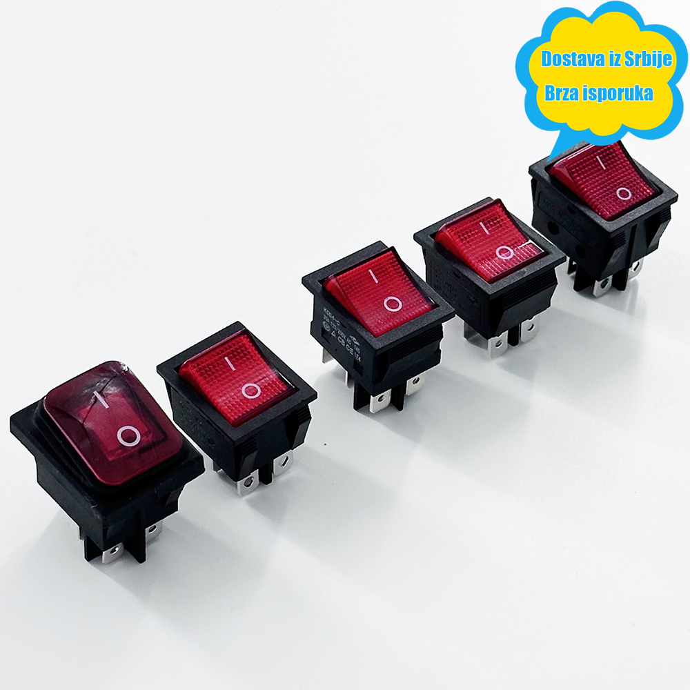 4-u-1 Multifunkcionalni prekidač sa dugmetom za hitno zaustavljanje i baterijskom lampom | Robusna 4-pinska kontrolna ploča za mašine za mlevenje mesa, parovnike, rernove, presovne mašine, roštilje, roštilj (Nije napajanje iz spoljašnje strane/ Komercijalno)