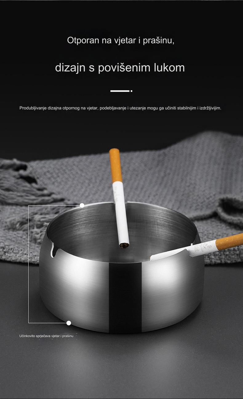 Teška vetrootporna pepeljara od nehrđajućeg čelika - sa držačem za cigarete i cigare, debela za otpornost na vetar, izdržljiva (model nije specificiran)
