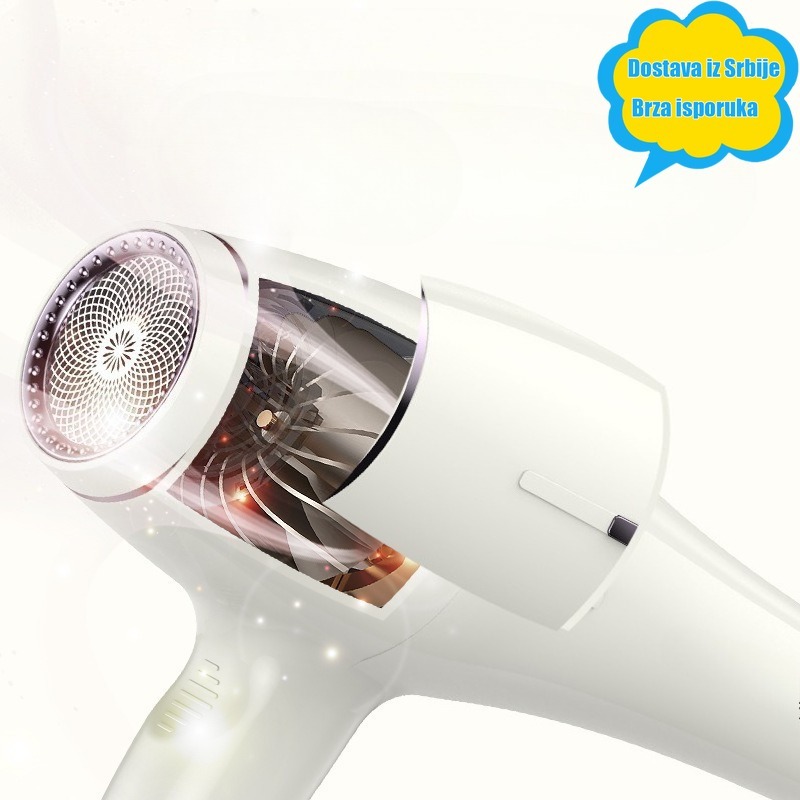 Profesionalni fen za kosu za salon i kućnu upotrebu - Visokosnažni negativni joni za brzo sušenje, tihi rad, evro-britanski standard, bezčetkasti motor, bez potrebe za baterijom