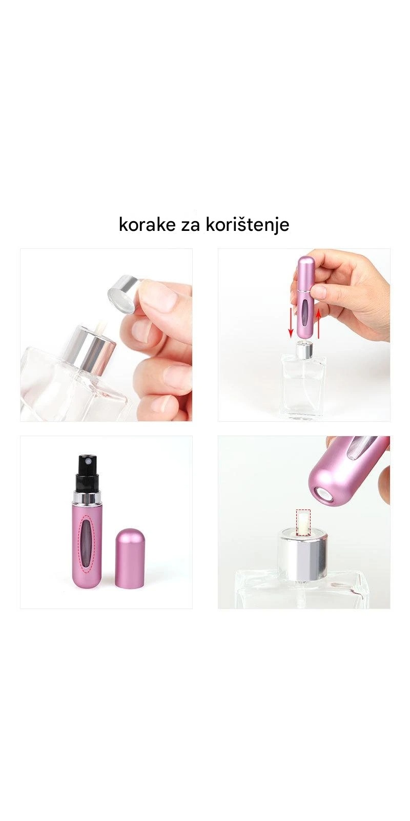 Bočica sa raspršivačem i donjom pumpom za višekratnu upotrebu, za recikliranje i prenosive kozmetike ili parfema | Izdržljiv gvozdeni materijal