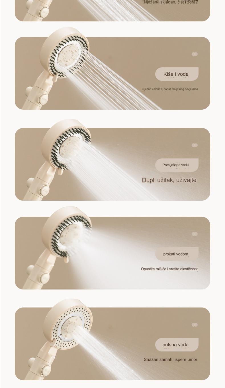 Tuš glava sa 5 brzina i ručnim prskalicom - Izdržljiv ABS sistem za kišni tuš, montaža na plafon/kupatilo, podesivi kišni tuš za moderne kupatila (kompatibilan sa standardnim priključcima za slavinu)