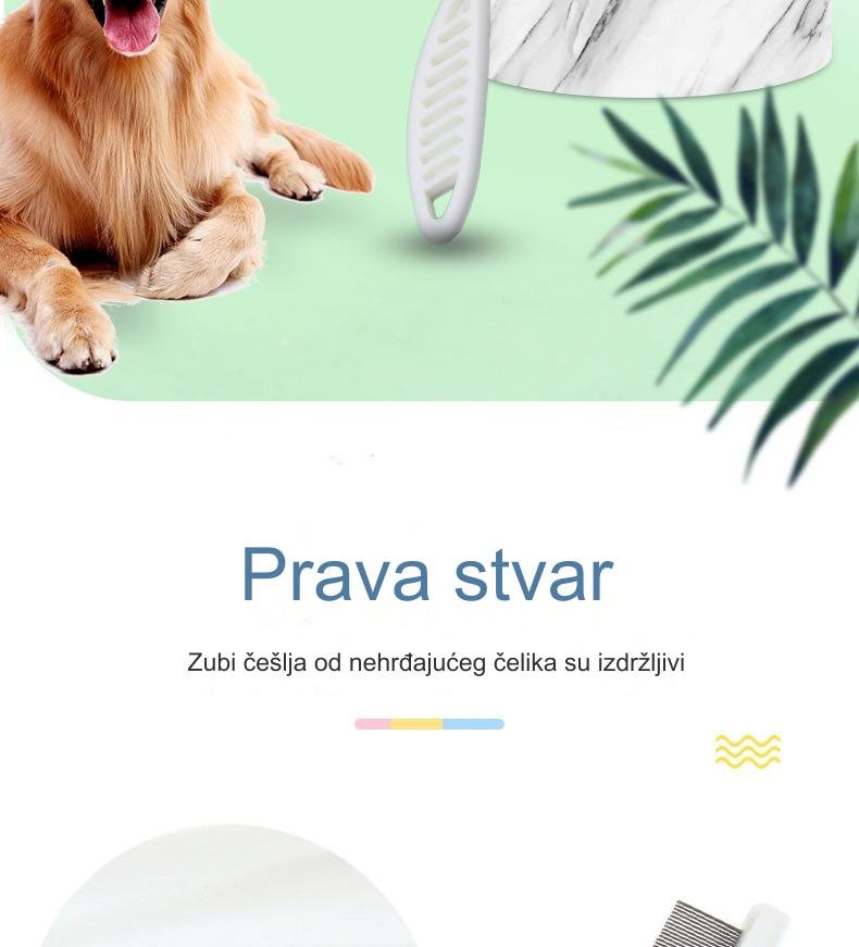 Profesionalni češalj za pse za uklanjanje buva i krpelja sa čeličnim iglama koje se ne zapetljavaju & gumiranom drškom koja ne klizi - Snažan ubica parazita, za osetljive svetlo bež, štenad & pse