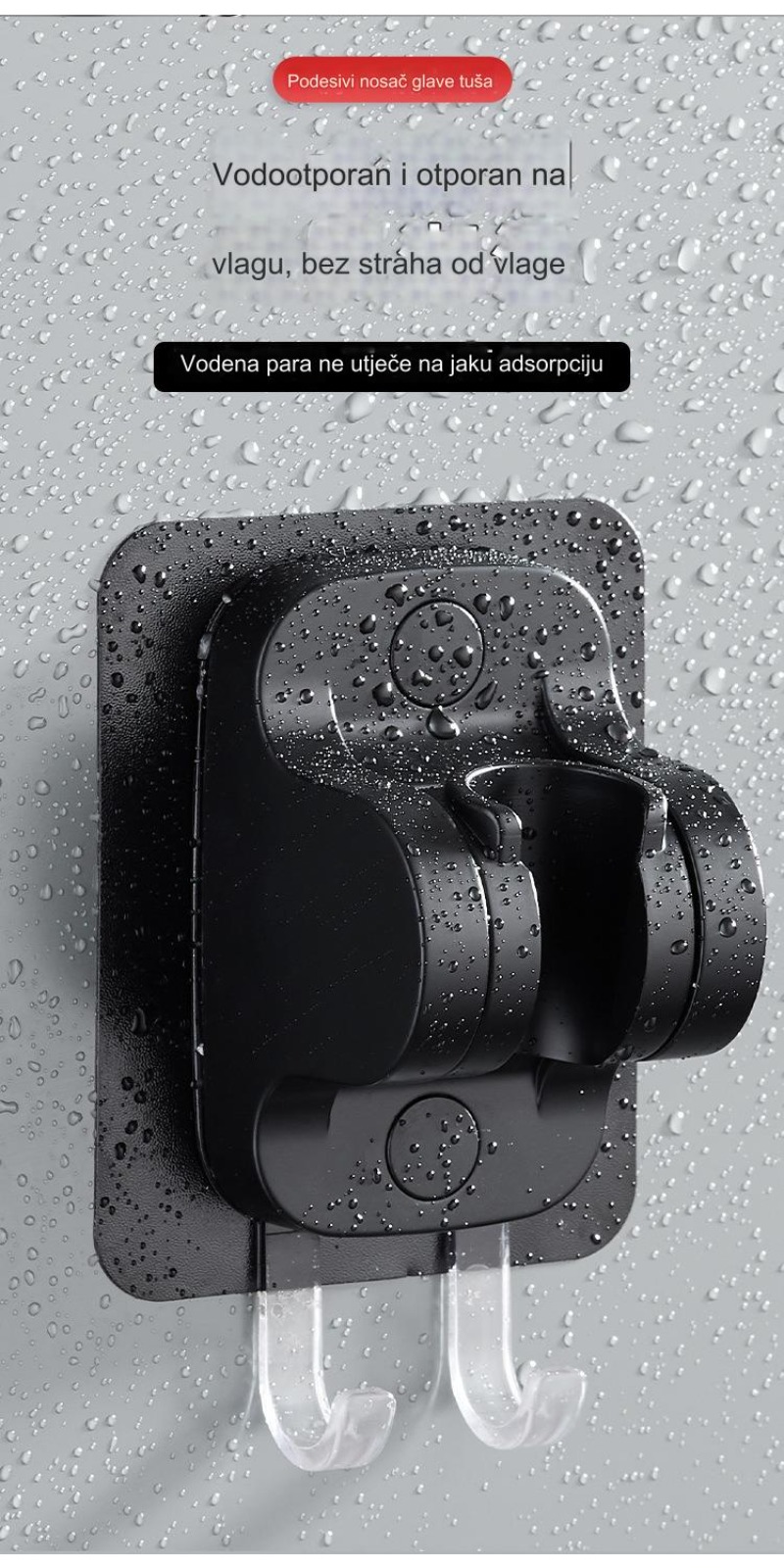 Podesiva baza za tuš bez bušenja | Držač glave tuša za kupatilo, plastični materijal