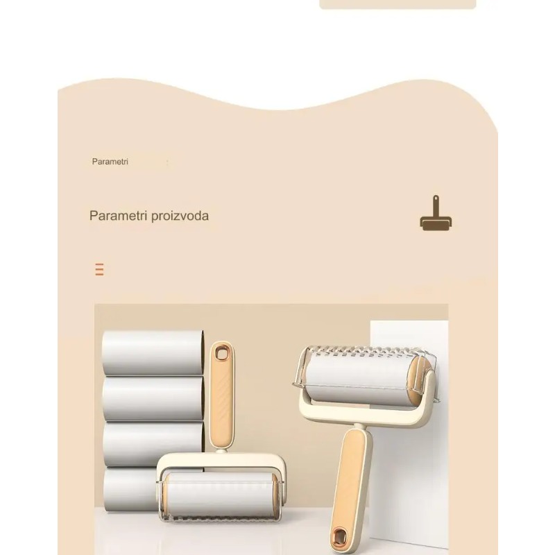 Valjak četka za čišćenje prašine za kućnu upotrebu, sa odvojivom dugom drškom, dizajniran za lako uklanjanje dlaka i prašine sa daškom elegancije