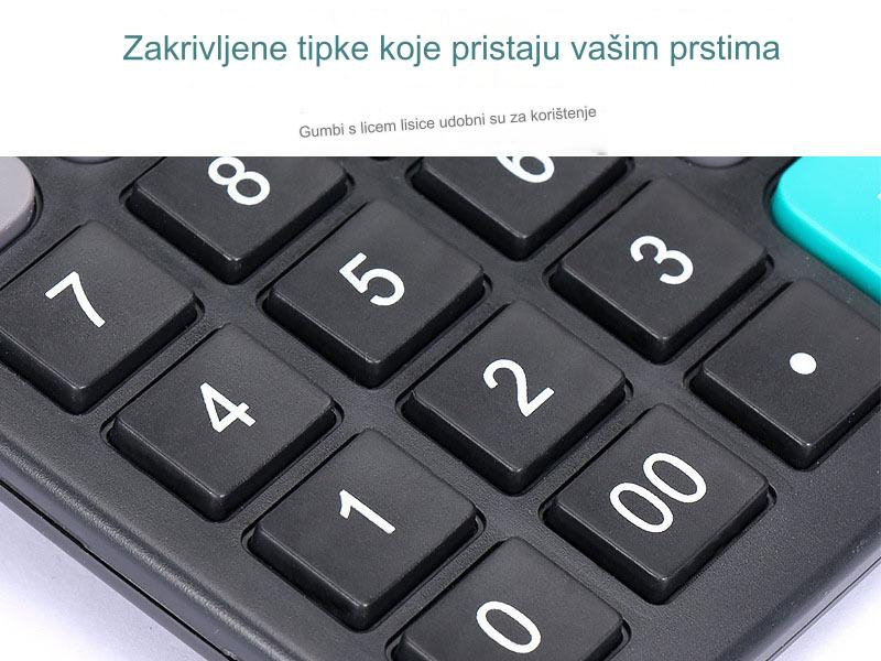 Kalkulator na solarni pogon sa velikim ekranom i dvostrukim izvorom napajanja (solarni i rezervna baterija) - VFD ekran, 12-znamenkasti visoke preciznosti, funkcije memorije, automatsko isključivanje i izračun promene jednim dodirom za finansijsku računovodstvo, kancelariju, školu, inženjering