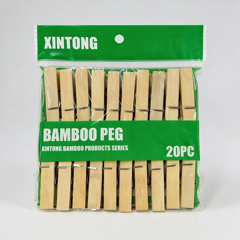 Paket od 20 izdržljivih bambusovih štipaljki sa oprugom i drvetom, pogodnih za veš, rukotvorine, vešanje peškira, fotografija - Štipaljke sa oprugom za spoljašnju upotrebu, prikaz peškira i fotografija, bambusove drvene štipaljke, štipaljke za veš