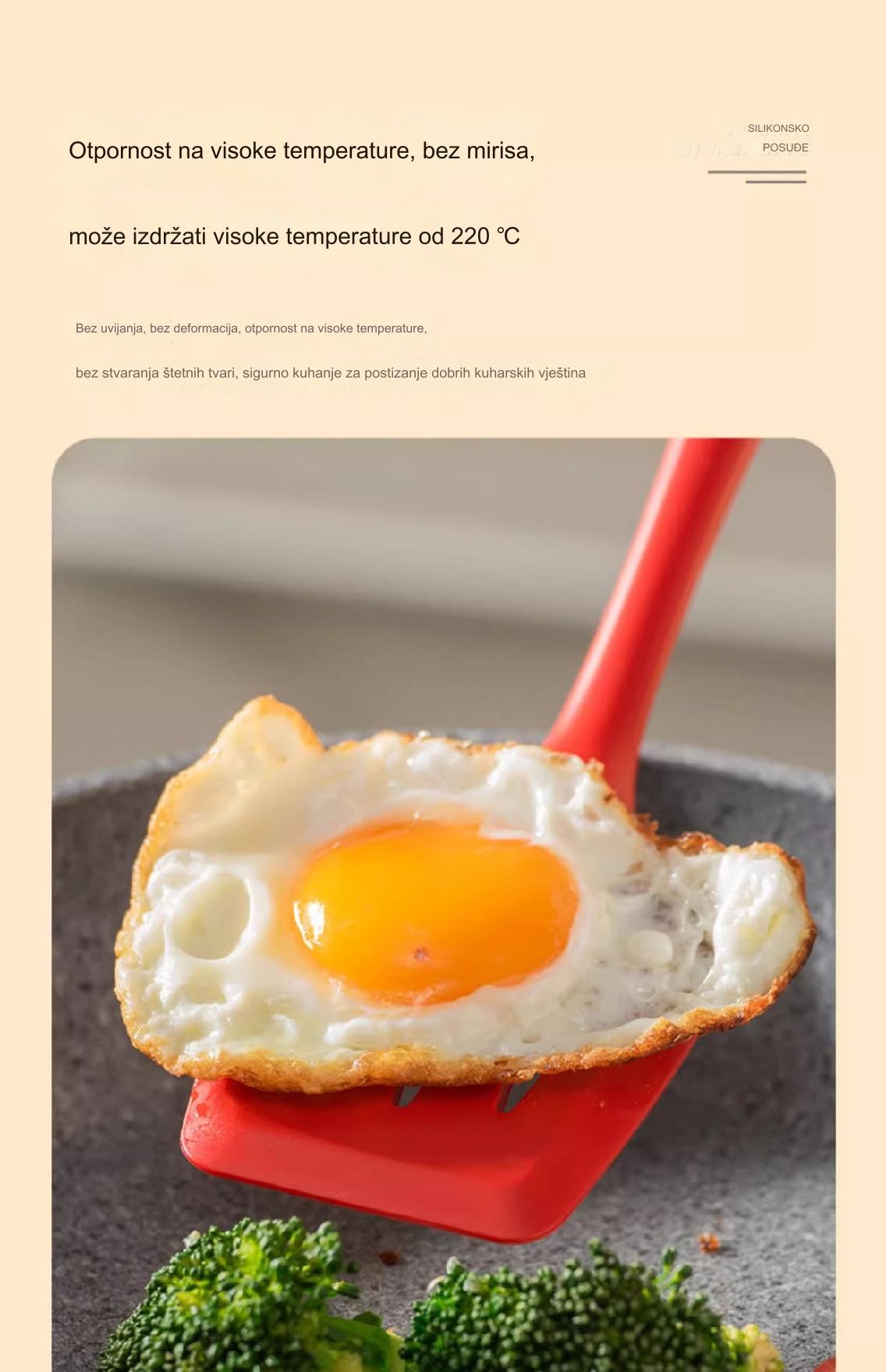 Set silikonskih lopatica otpornih na toplotu, nelepljivih, sa ergonomskom drškom i rupom za kačenje - Izdržljivi set kuhinjskog pribora, crveni i dizajn, neklizajuća drška, pogodno za pranje u mašini za sudove - Uključuje lopaticu za prženje, lopaticu sa rupama, okretanje, kašiku, strugač - Idealno za prženje