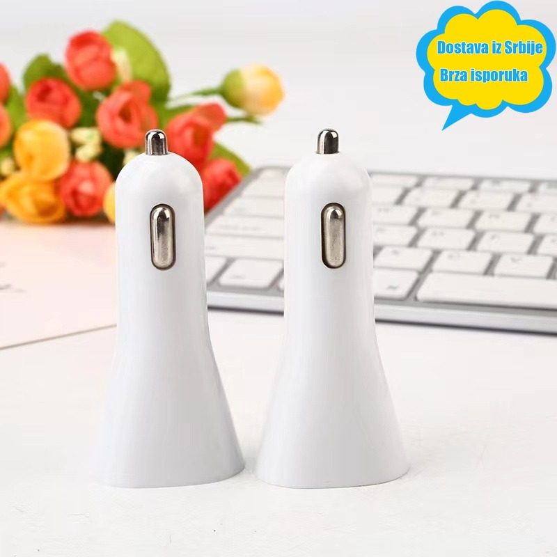 Auto punjač za telefon i tablet, beli, Putne Osnove,Punjenje vozila,Minimalistički utikač,Savremeni Dodatak,Efikasna Snaga,Brzo punjenje,Punjač za dva uređaja,Vozači,Putnici