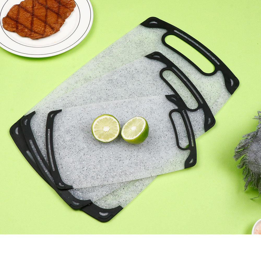 Set dasaka za sečenje od pšenične slame, pogodan za povrće i voće - Plastična daska više veličina sa protivkliznom drškom i dubokim žlebovima za sok, bezbedna za direktnu upotrebu, higijenska daska, za kućnu ili komercijalnu upotrebu