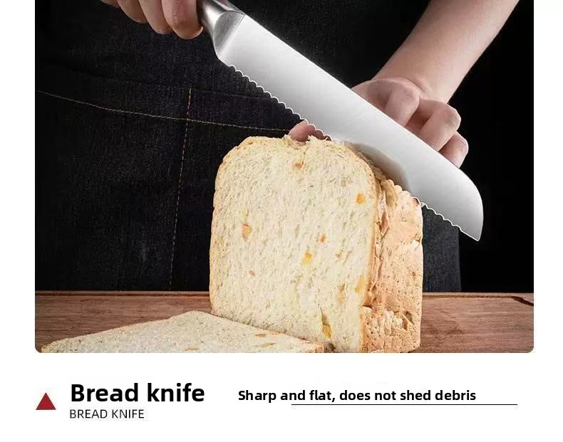 Set od 5 noževa, Set kuhinjskih noževa od visokougljeničnog nehrđajućeg čelika, Ultra oštar set sa blokom za noževe