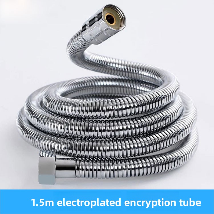 1,5m/2m/3m Fleksibilna Nehrđajuća Čelična Cev za Tuš sa Otpornom Hromiranom Glavom za Prskanje - Korozijski Otporna Cev za Kupatilo (Pogodna za Montažu u Kadi/Tušu)