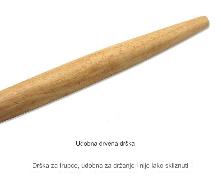 Mutilica za jaja od nerđajućeg čelika sa duplim petljama i drvenom drškom | 304 nerđajući čelik, idealna za mešanje testa i brašna