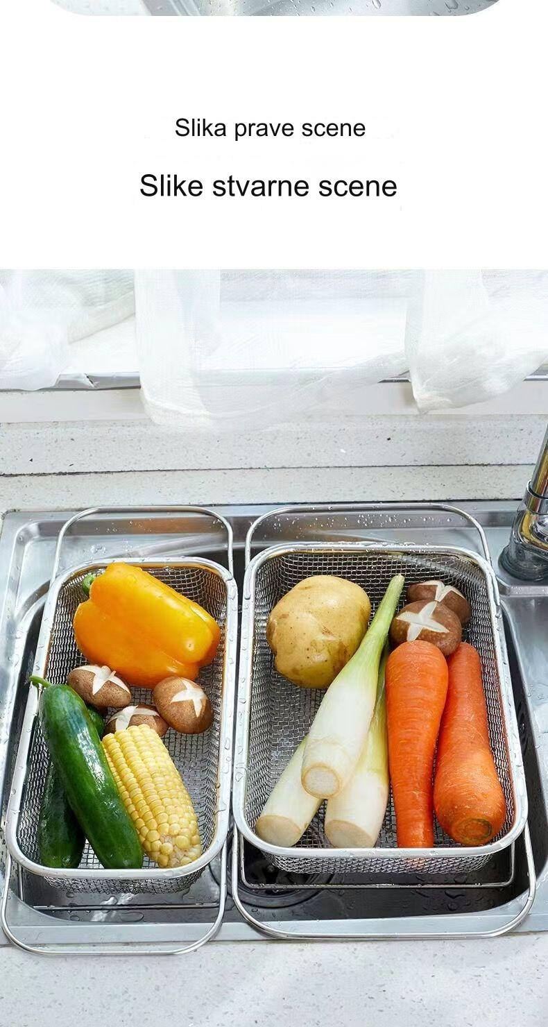 Uvlačiva korpa za odvod sudopere od nerđajućeg čelika | Bezbedna za mašinu za pranje sudova, kuhinjska polica za skladištenje koja štedi prostor