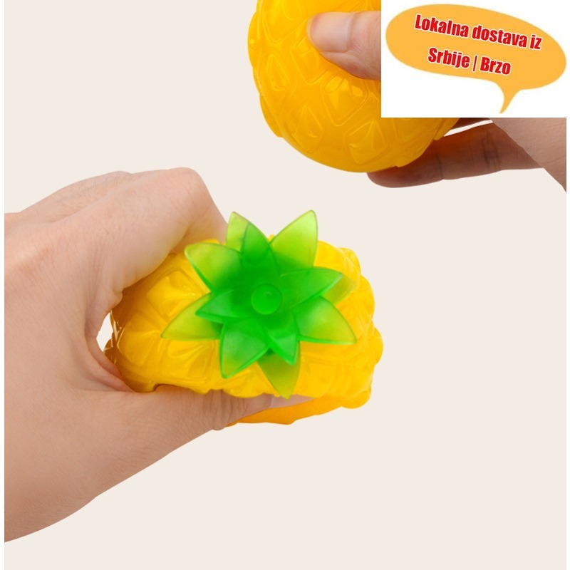 Svetleća igračka ananas dizajnirana za pse da oslobodi dosadu, pomaže pri nicanju zuba i služi kao izdržljiva interaktivna igračka za trening