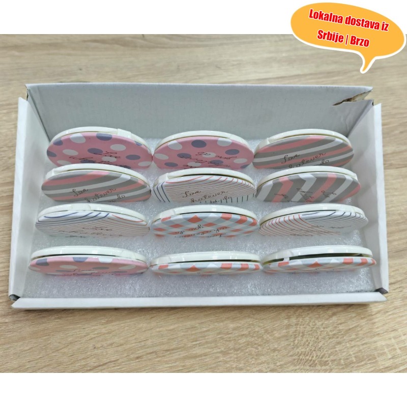 Mini dvostrano sklopivo ogledalo za šminkanje sa slatkim dezenima, prenosivo za popravke šminke na putovanjima