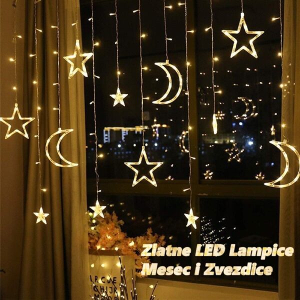 Praznične Led Lampice Mesec I Zvezdice Žute - Image 2