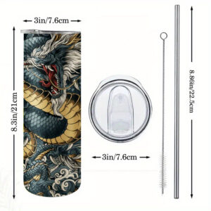 20oz Termos Čaša od Nerđajućeg Čelika sa Nepropusnim Poklopcem i Slamkom