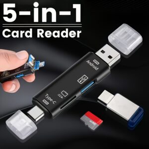 5-u-1 USB Type-C/USB/Micro USB/TF/SD čitač kartica OTG adapter sa duplim USB-C portovima
