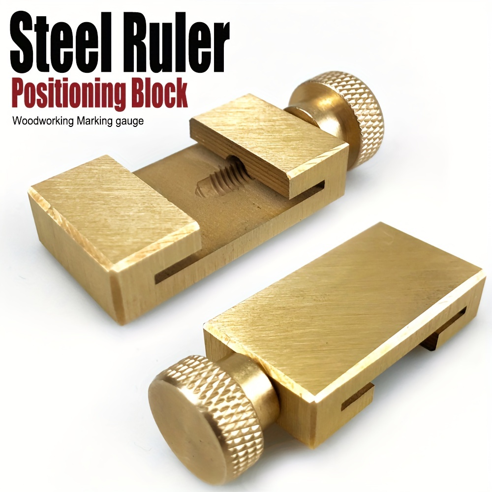 2 zlatna precizna čelična bloka za lenjir sa teksturiranim zavrtacem - Slika 2