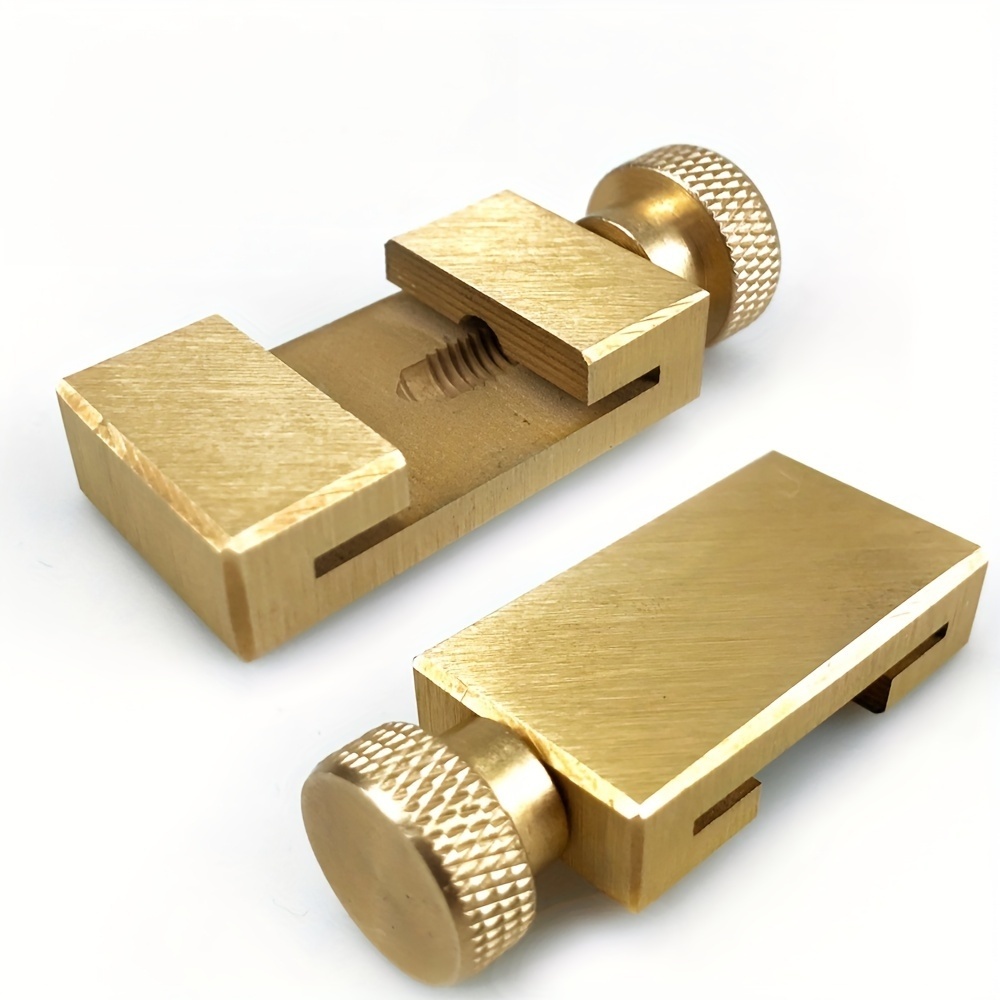 2 zlatna precizna čelična bloka za lenjir sa teksturiranim zavrtacem - Slika 3
