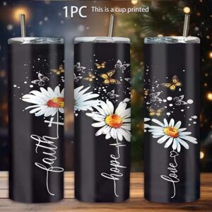 20oz čaša od nerđajućeg čelika sa verom nade ljubavlju i printom leptira