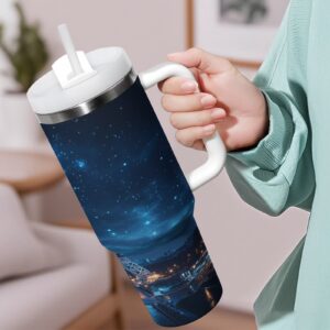 40oz Čaša sa Dizajnom Eiffelovog Tornja od Nerđajućeg Čelika sa Slamkom i Ručkom