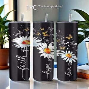 20oz čaša od nerđajućeg čelika sa verom nade ljubavlju i printom leptira