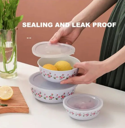 Emajlirane činije sa poklopcima – Set 5komada - Slika 2